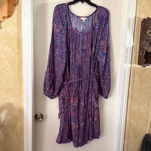 Terra & Sky Purple Paisley Long Sleeve Dress